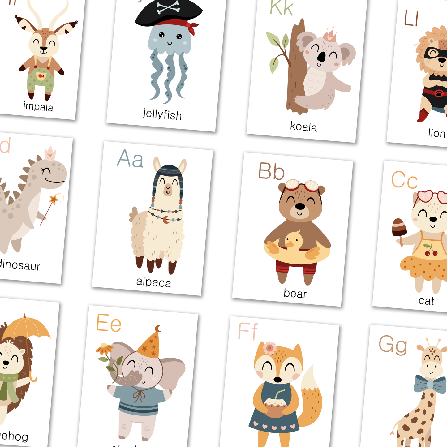 Montessori Alphabet Animal Flash Cards – Waterproof & Tear-Resistant | ABC Learning Cards for Toddlers & Preschoolers