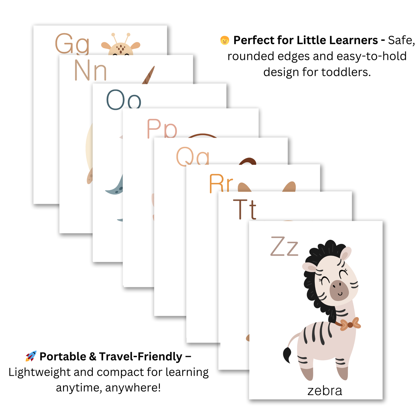 Montessori Alphabet Animal Flash Cards – Waterproof & Tear-Resistant | ABC Learning Cards for Toddlers & Preschoolers