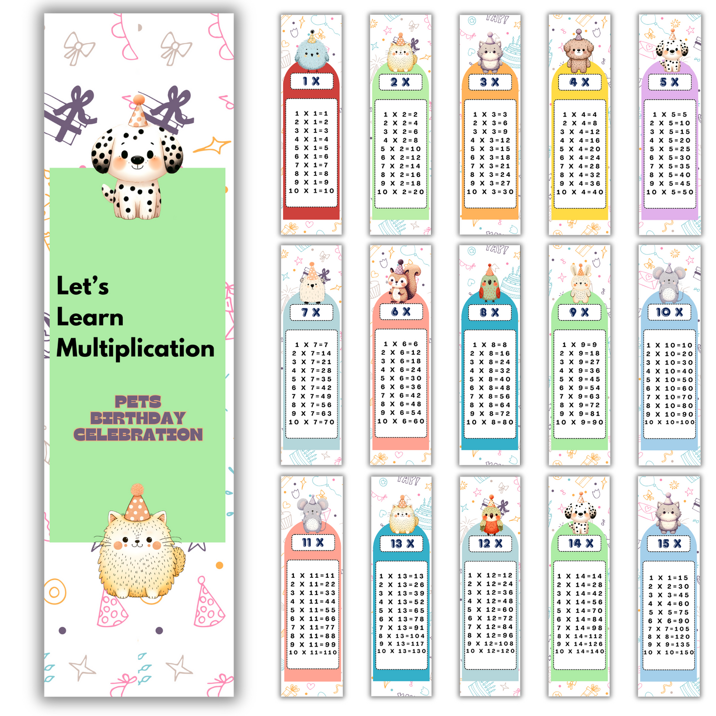 Let’s Learn Multiplication – Tables 1 to 15 Flash Cards : Make learning multiplication fun and easy with visually engaging flashcards!
